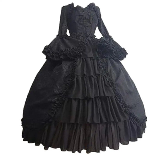 Victorian Gothic Layered Ball Gown with Dark Romantic Fashion Aesthetic