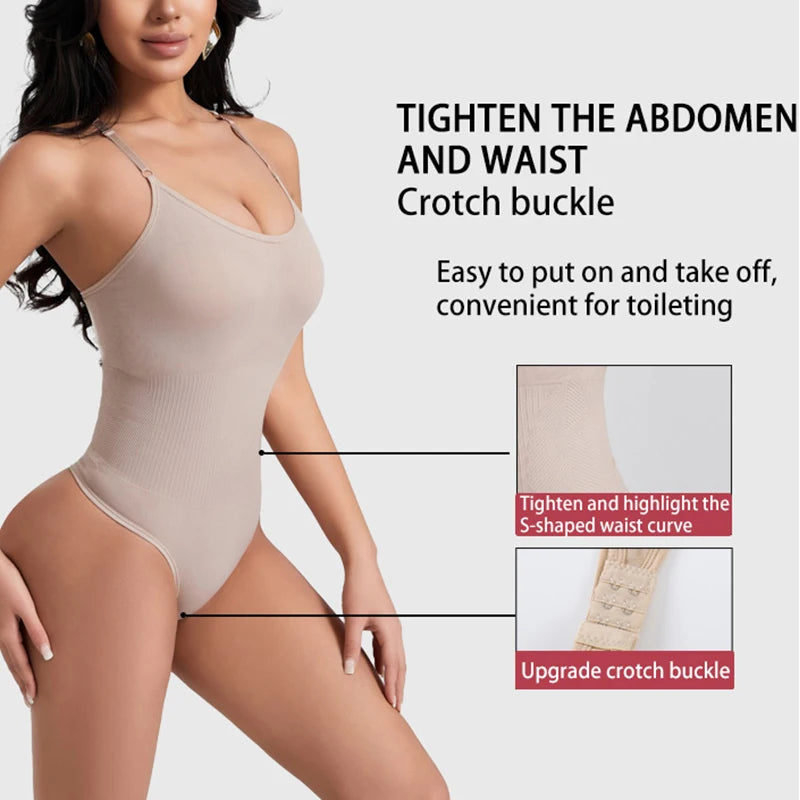 Seamless Racerback Thong Bodysuit in Versatile Beige