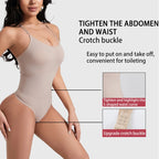 Seamless Racerback Thong Bodysuit in Versatile Beige