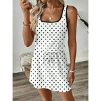 Polka Dot Print Sleeveless Mini Dress with Relaxed Everyday Silhouette