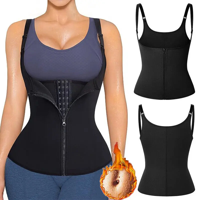 Zip-Front Neoprene Workout Tank and Waist Cincher