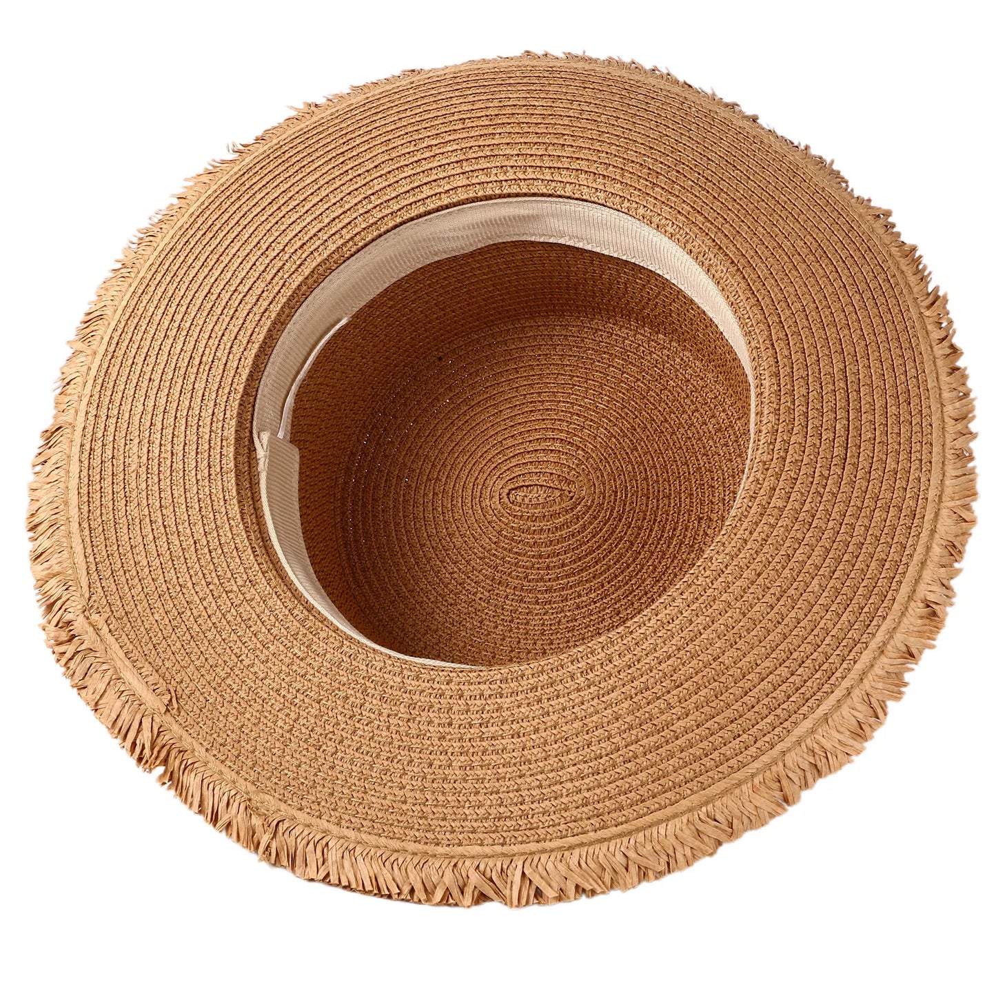 Wide Brim Raffia Straw Fedora Hat with Decorative Band for Beach and Summer Travel