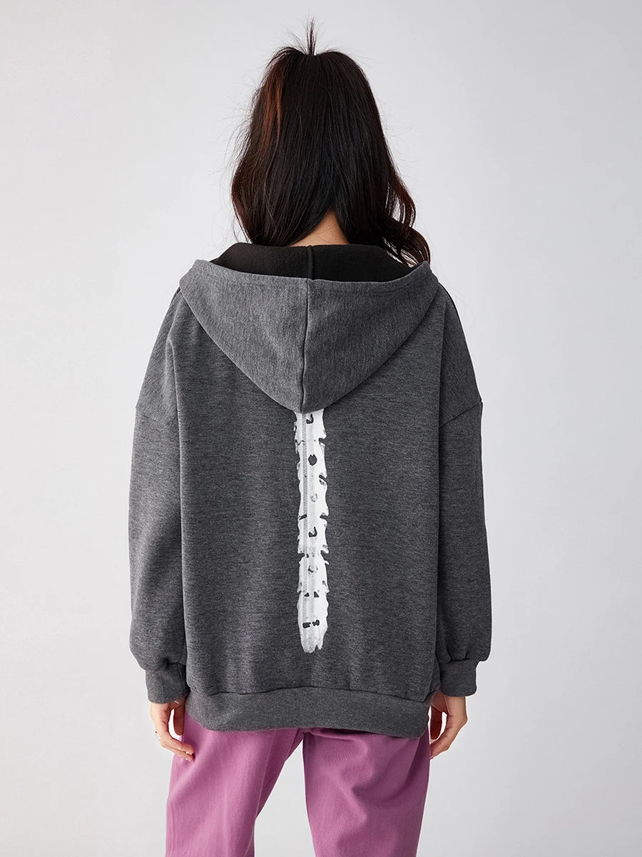 Women's Oversized Zip-Up Streetwear Hoodie with Relaxed Fit for Everyday Casual Layering