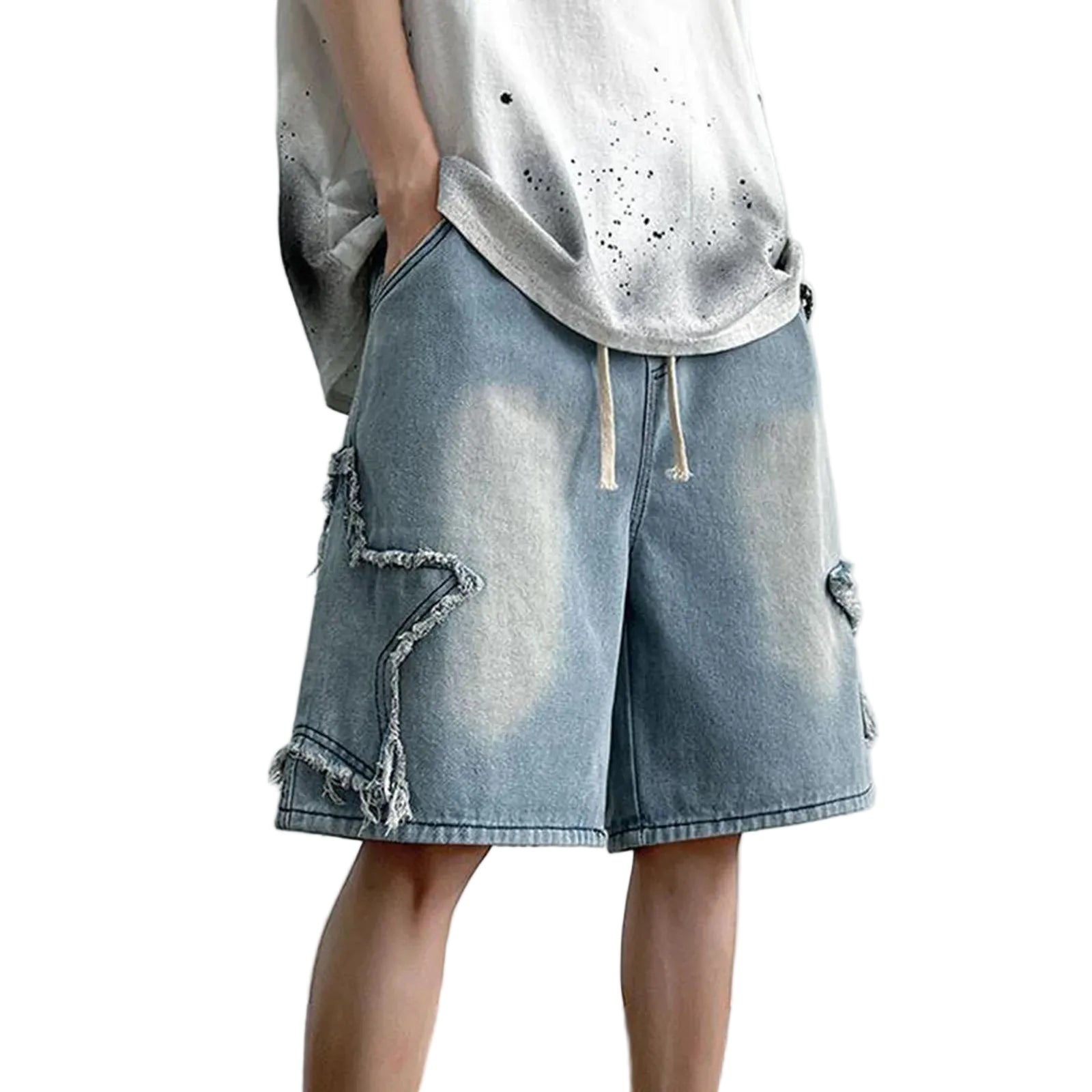 Men's Relaxed Denim Style Casual Shorts with Loose Fit and Everyday Streetwear Appeal