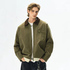 Men's Heavyweight Canvas Workwear Jacket with Utility Pocket Streetwear Design