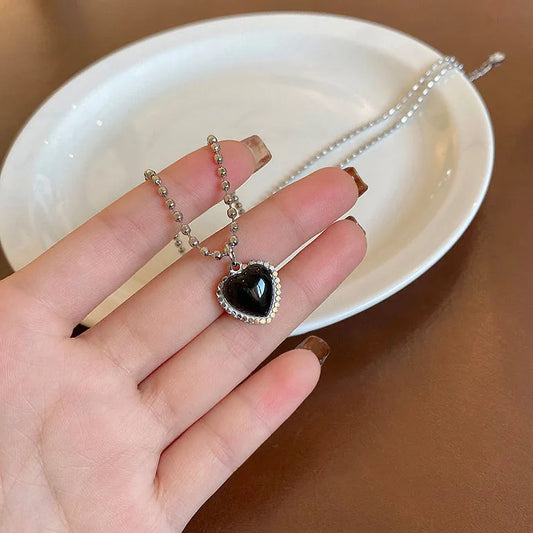 Black Heart Pendant Necklace Dark Feminine Alternative Fashion Jewelry