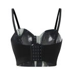 Rhinestone Embellished Bustier Corset Top with Structured Cups and Straps