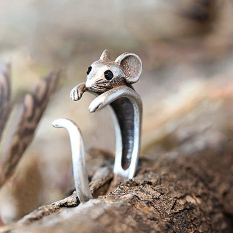 Whimsical Mouse Inspired Open Ring for Gothic and Fairy Grunge Styling