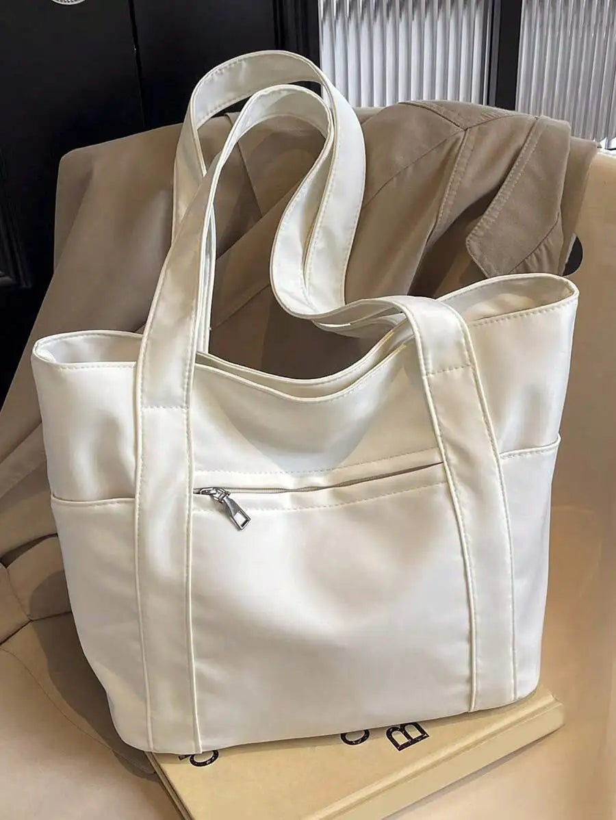 Vintage Canvas Tote Shoulder Bag with Multi Pocket Utility Design