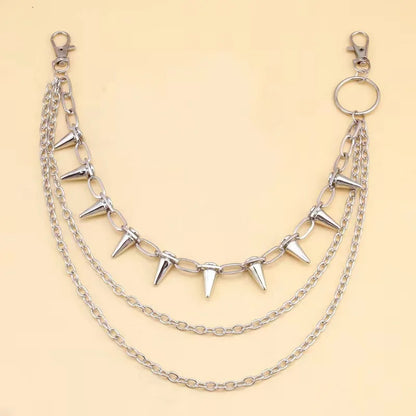 Layered Spike Chain Wallet Accessory for Punk Gothic Streetwear Styling