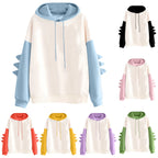 Anime Pastel Streetwear Hoodie with Manga-Inspired Dinosaur Sleeve Accents