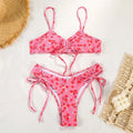 Mixed Floral Print Bralette Bikini with High-Cut Side-Tie Bottom