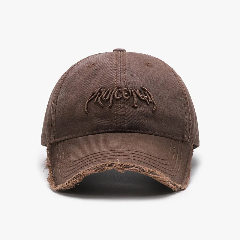 Vintage Distressed Embroidered Baseball Cap with Adjustable Fit for Contemporary Streetwear Fashion