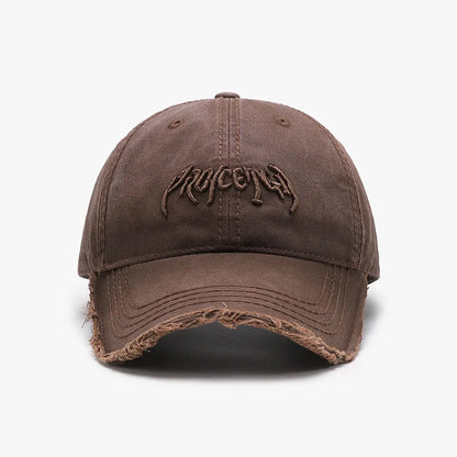 Vintage Distressed Embroidered Baseball Cap with Adjustable Fit for Contemporary Streetwear Fashion