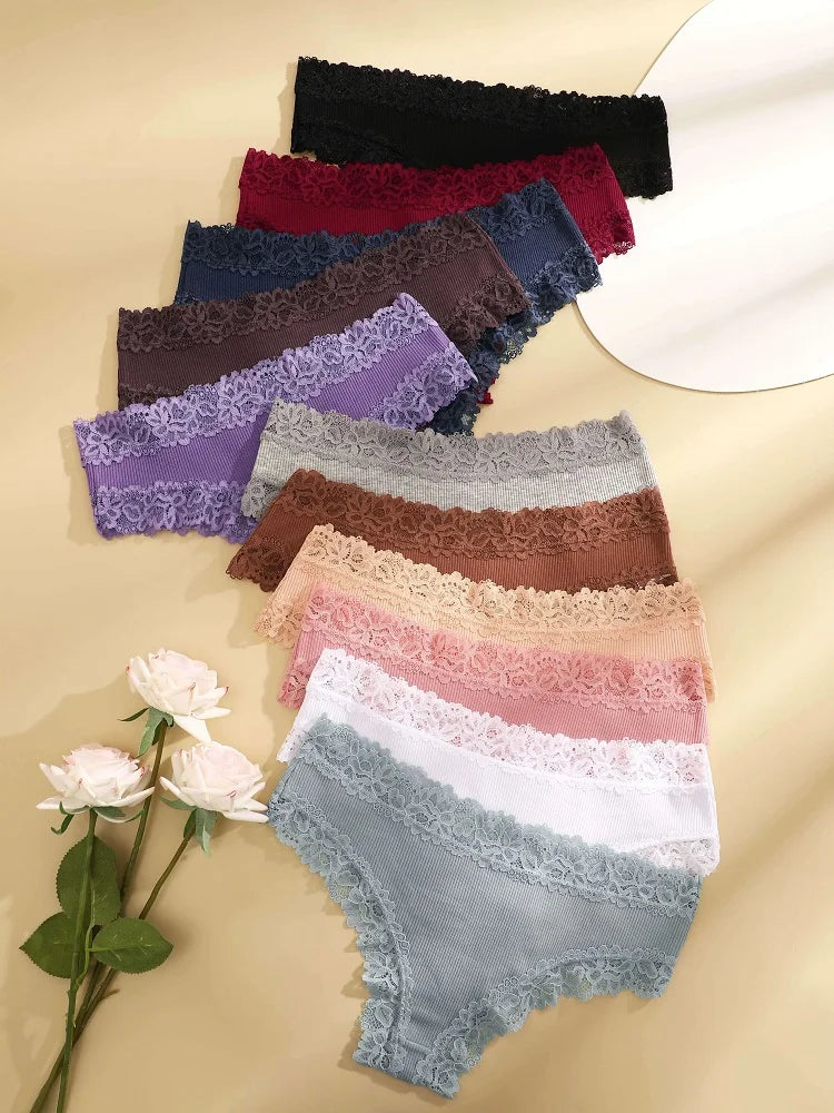 Eleven-Piece Low-Rise Scalloped Lace Bikini Panty Set