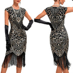 Vintage Inspired Sequin Fringe Alternative Fashion Cocktail Dress