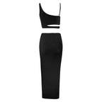 Women's Cutout Crop Top and Maxi Skirt Co-Ord Set Contemporary Evening Outfit
