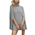Women's Turtleneck Knit Poncho Sweater with Relaxed Sleeveless Cape Silhouette