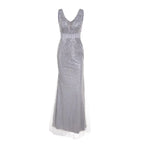 Textured Sequin Maxi Dress With Sculpted Fit And Side Slit