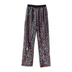 Men's Wide Leg Sequin Trousers with Relaxed Fit and Statement Streetwear Style