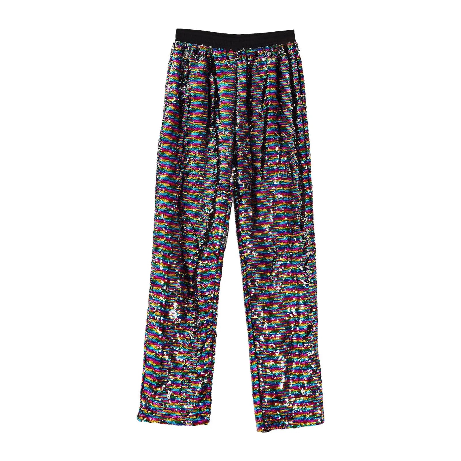 Men's Wide Leg Sequin Trousers with Relaxed Fit and Statement Streetwear Style