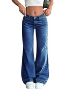 Women's Mid Rise Relaxed Straight Leg Stretch Denim Jeans for Everyday Streetwear Style