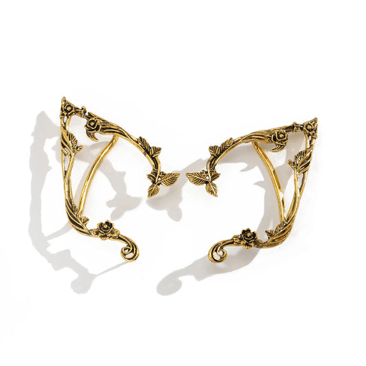 Gothic Bat Wing Ear Cuff with Chain Statement Alternative Jewelry