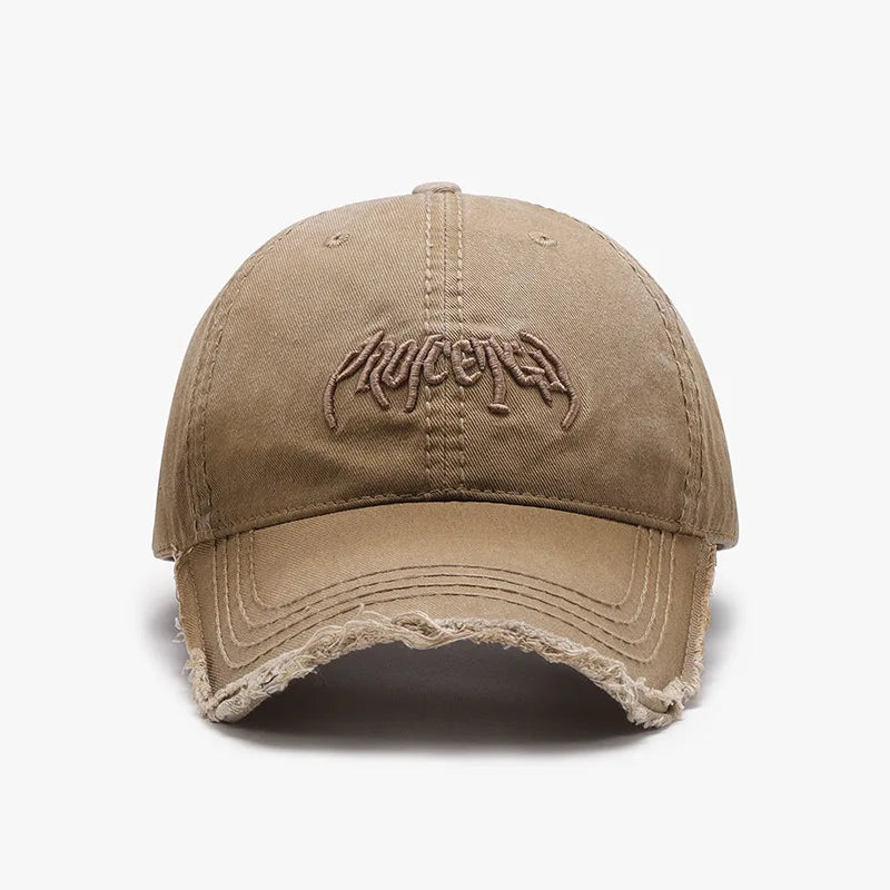 Vintage Distressed Embroidered Baseball Cap with Adjustable Fit for Contemporary Streetwear Fashion