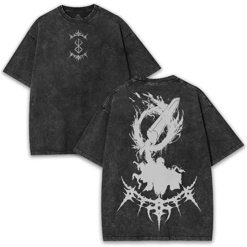 Abstract Anime Goth Distressed Oversized Streetwear Graphic Tee
