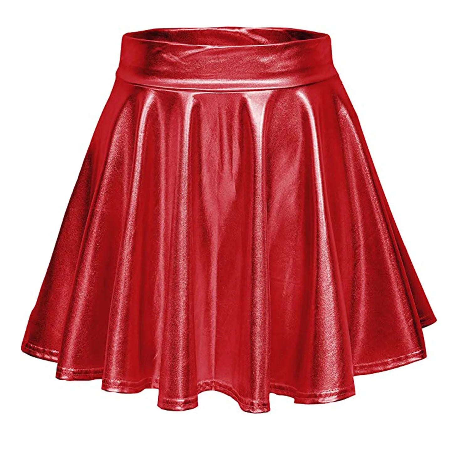 Glossy A-Line Mini Skirt with High Shine Streetwear Festival Styling