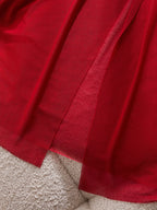 Dramatic Red Sheer Mesh Maxi Nightgown Set with Ruffled Neckline