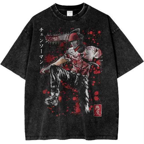 Anime Energy Aura Oversized Vintage Streetwear Graphic Cotton T-Shirt