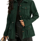 Relaxed Utility Style Button Front Jacket with Oversized Casual Silhouette