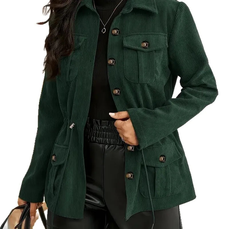 Relaxed Utility Style Button Front Jacket with Oversized Casual Silhouette