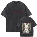 Minimal Dark Anime Oversized Vintage Washed Back Print Streetwear T-Shirt