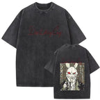 Minimal Dark Anime Oversized Vintage Washed Back Print Streetwear T-Shirt