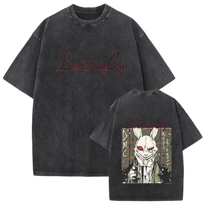 Minimal Dark Anime Oversized Vintage Washed Back Print Streetwear T-Shirt