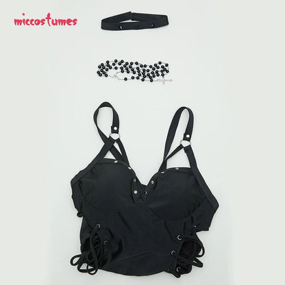 Women's Cross Lace-Up One-Piece Swimsuit with Cutout Design and Decorative Neck Accessory