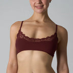 Rich Burgundy Lace-Trimmed Plunge Bralette and Lounge Short Set