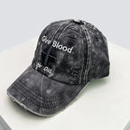 Vintage Embroidered Adjustable Cotton Baseball Cap with Distressed Finish for Casual Streetwear Fashion