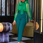 Women's High Waist Tailored Slim Fit Casual Trousers with Straight Leg Design