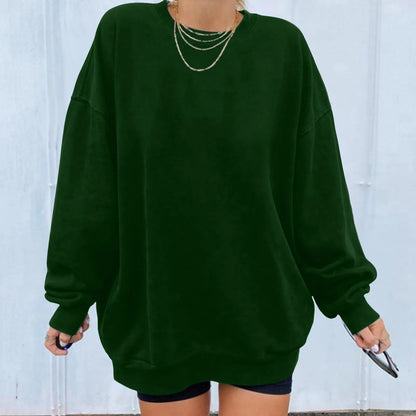 Women's Oversized Drop Shoulder Pullover Sweatshirt for Relaxed Everyday Casual Streetwear Style