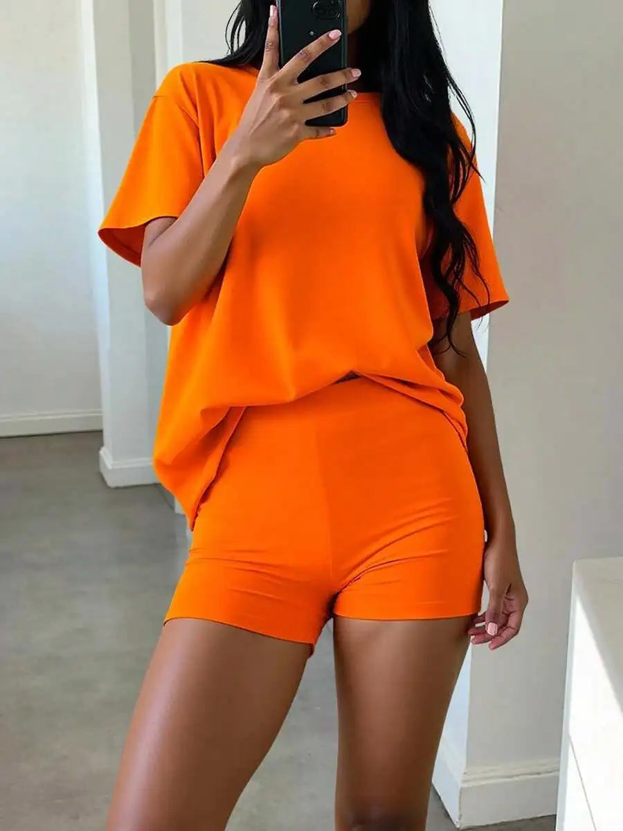 Oversized T Shirt and Shorts Relaxed Summer Lounge Co-Ord Set