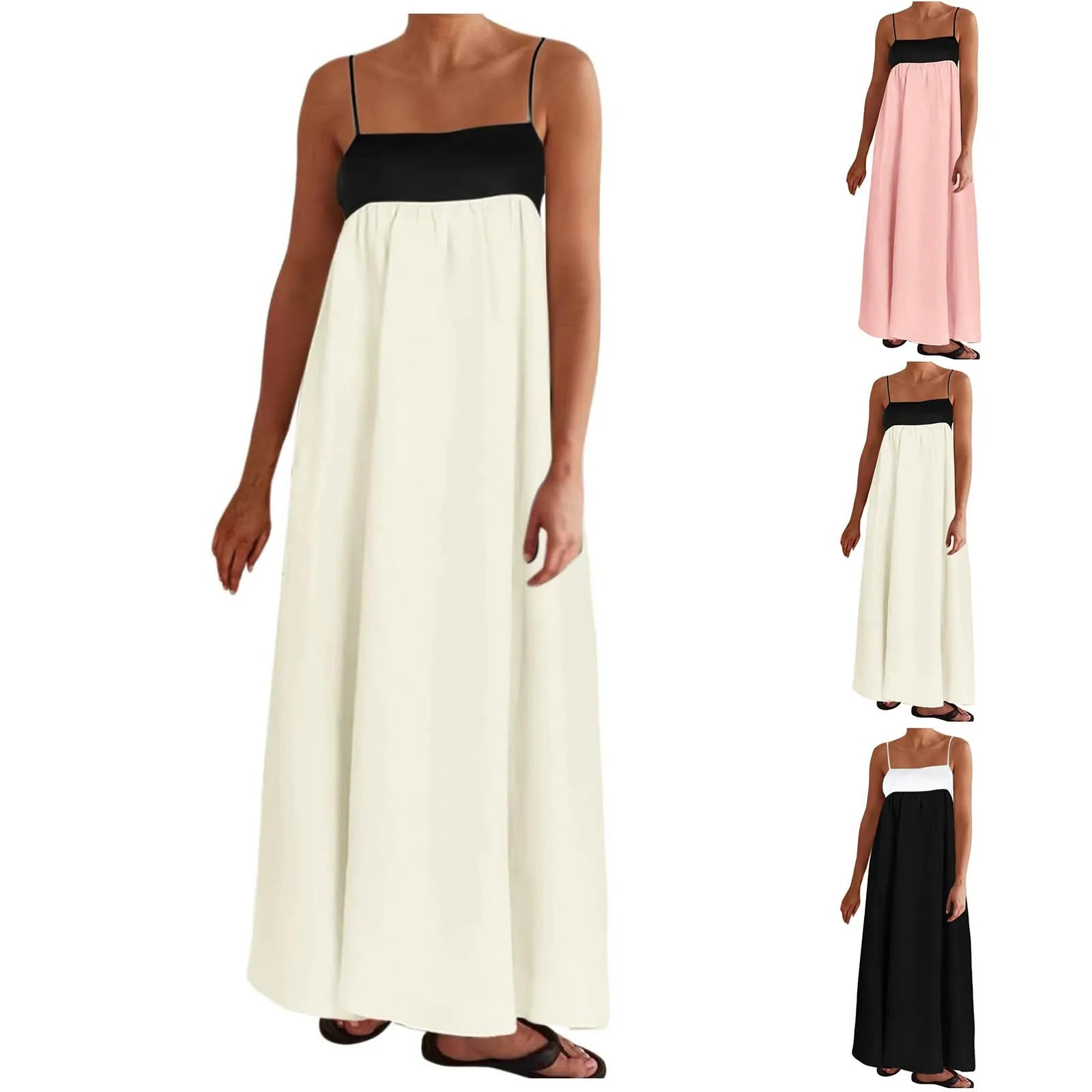 Strapless Patchwork Maxi Dress with Relaxed Contemporary Flowing Shape