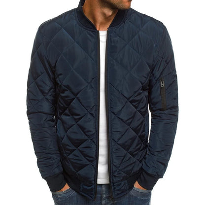 Men's Quilted Bomber Jacket with Lightweight Urban Streetwear Styling