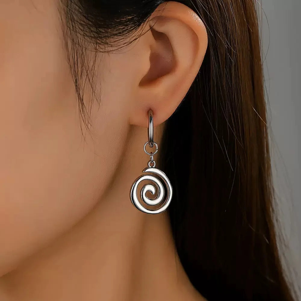 Spiral Drop Earrings for Gothic Grunge and Alternative Fashion Styling