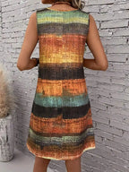 Striped Sleeveless Mini Dress With Relaxed A-Line Beachwear Inspired Silhouette