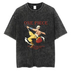 Oversized Anime-Inspired Vintage Graphic Tee with Manga Streetwear Illustration Style