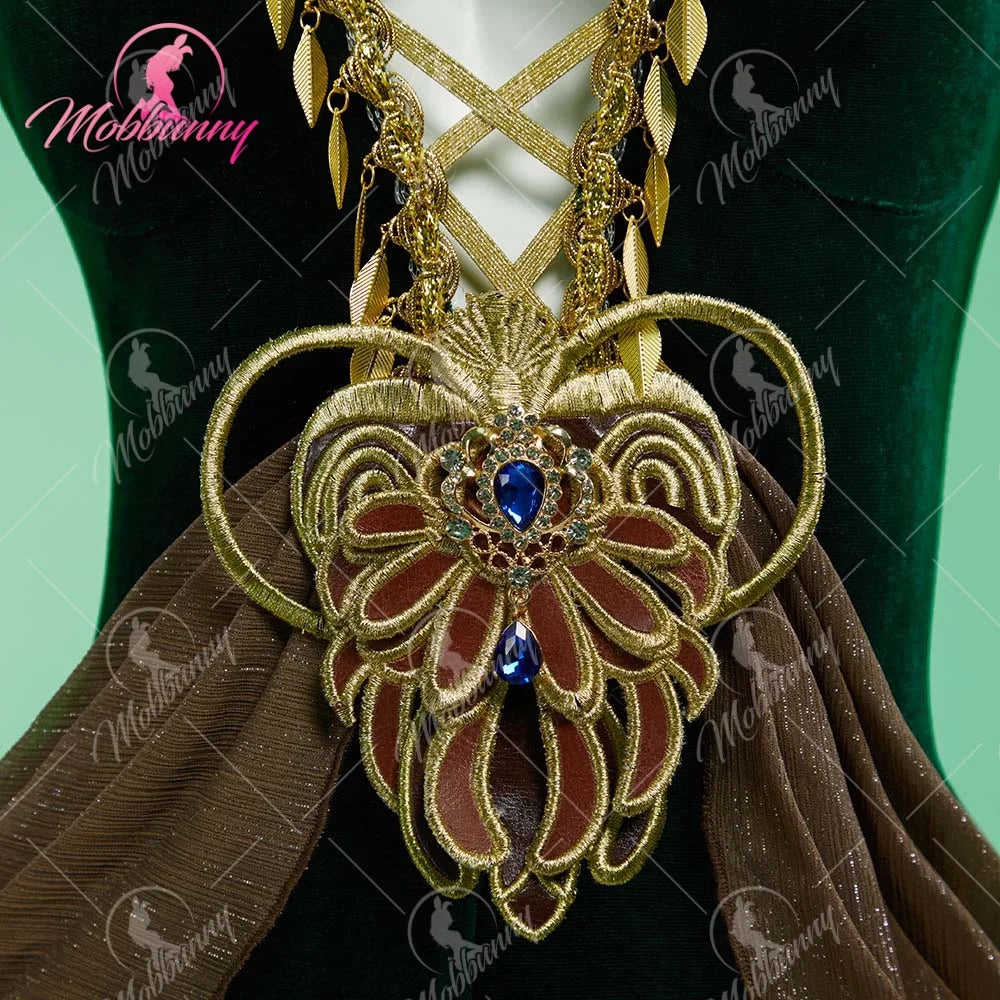 Women's Velvet Deep V Bodysuit with Layered Panels and Matching Decorative Headpiece