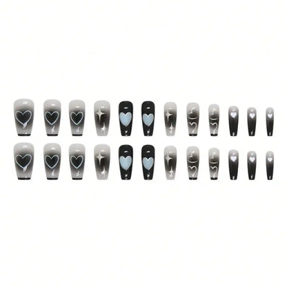 Dark Feminine Press On Nails with Gothic Celestial Alternative Art Design